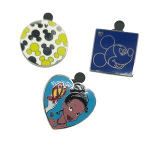 Disney Parks Trading Pins Set Of 3 Featuring Mickey Mouse & Princess Tiana
